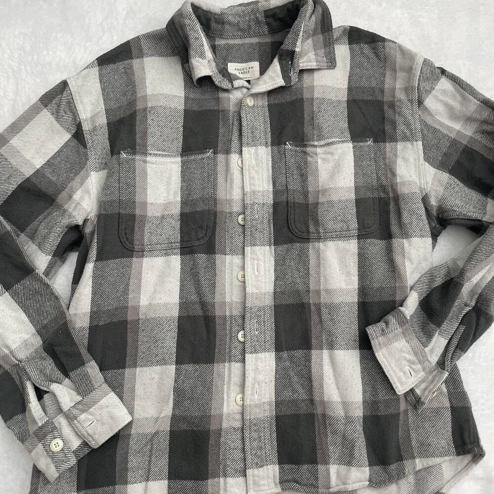 American eagle plaid button up jacket size large